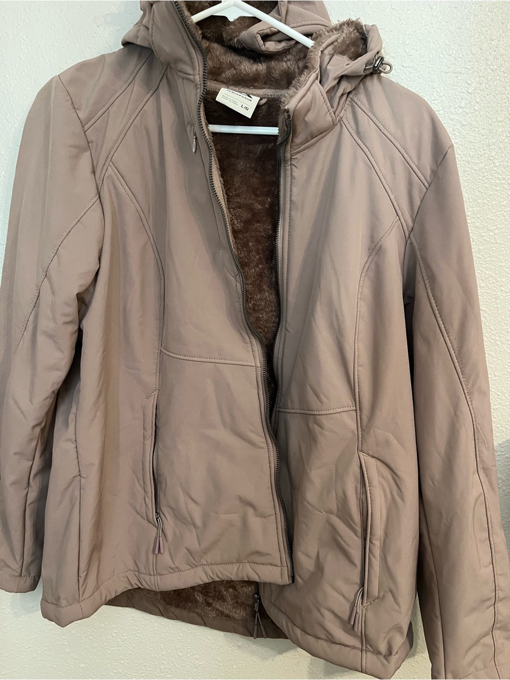 ZeroXposur Women's Taupe Hooded Faux-Fur Lined Puffer Jacket